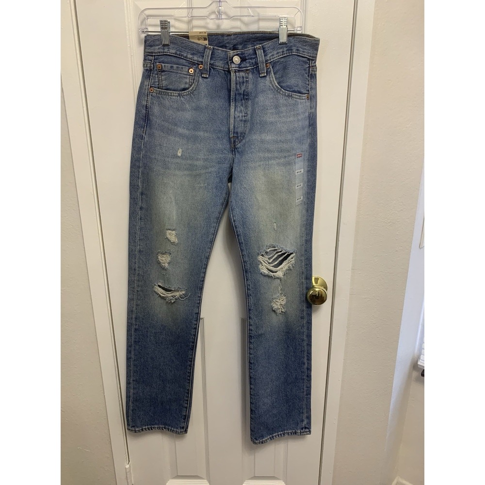 NWT Levis 50 Distressed Men's Blue  Button Fly Jeans 29 x 32